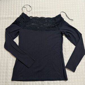 H&M Black Lace Off-Shoulder Top